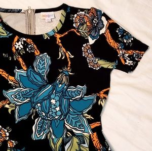 Lularoe Amelia black and teal floral dress medium